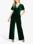 Yumi Velvet Angle Sleeve Jumpsuit, Green