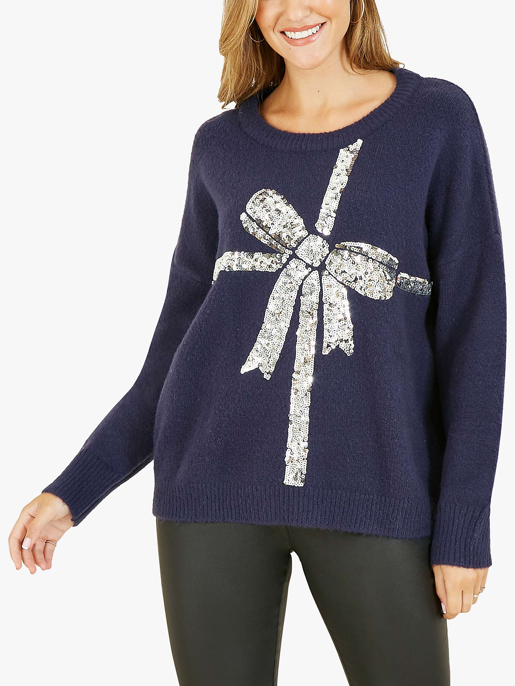 Buy Yumi Large Sequin Bow Knitted Jumper Online at johnlewis.com