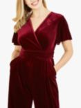 Yumi Velvet Wrap Bodice Jumpsuit, Plum