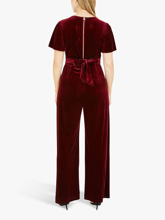 Yumi Velvet Wrap Bodice Jumpsuit, Plum