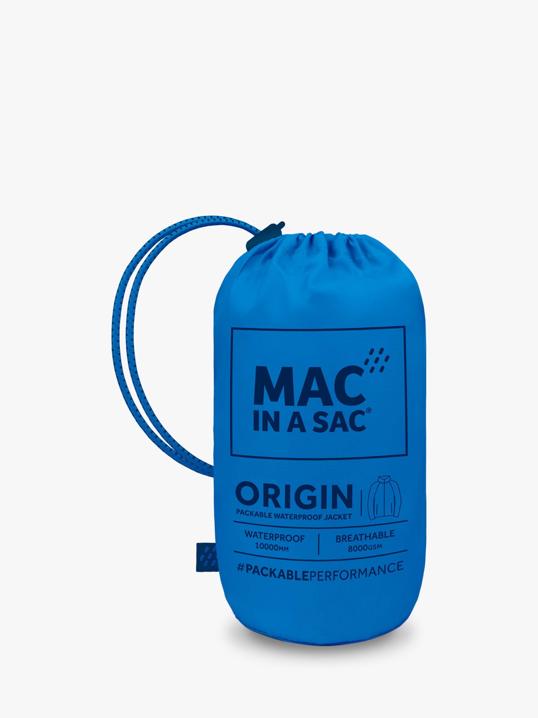 Mac In A Sac Origin II Unisex Packable Waterproof Jacket, Ocean Blue, XXL