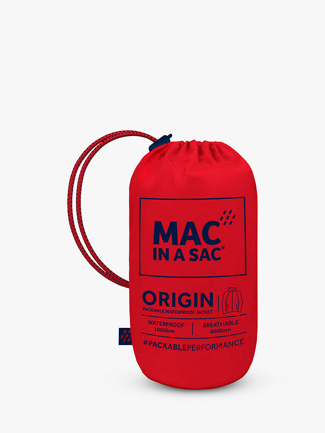 Mac In A Sac Origin II Unisex Packable Waterproof Jacket, Red