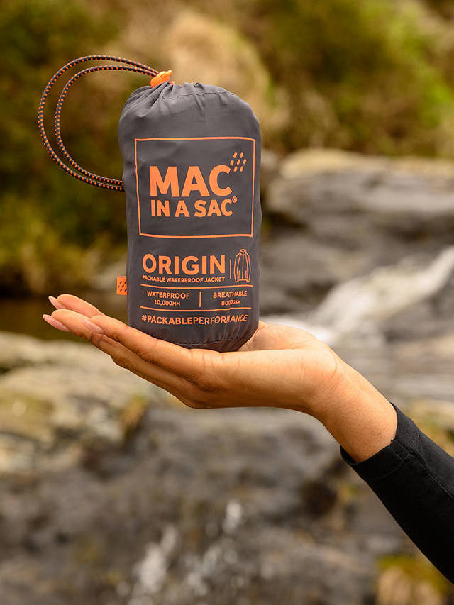 Mac In A Sac Origin II Unisex Packable Waterproof Jacket, Charcoal