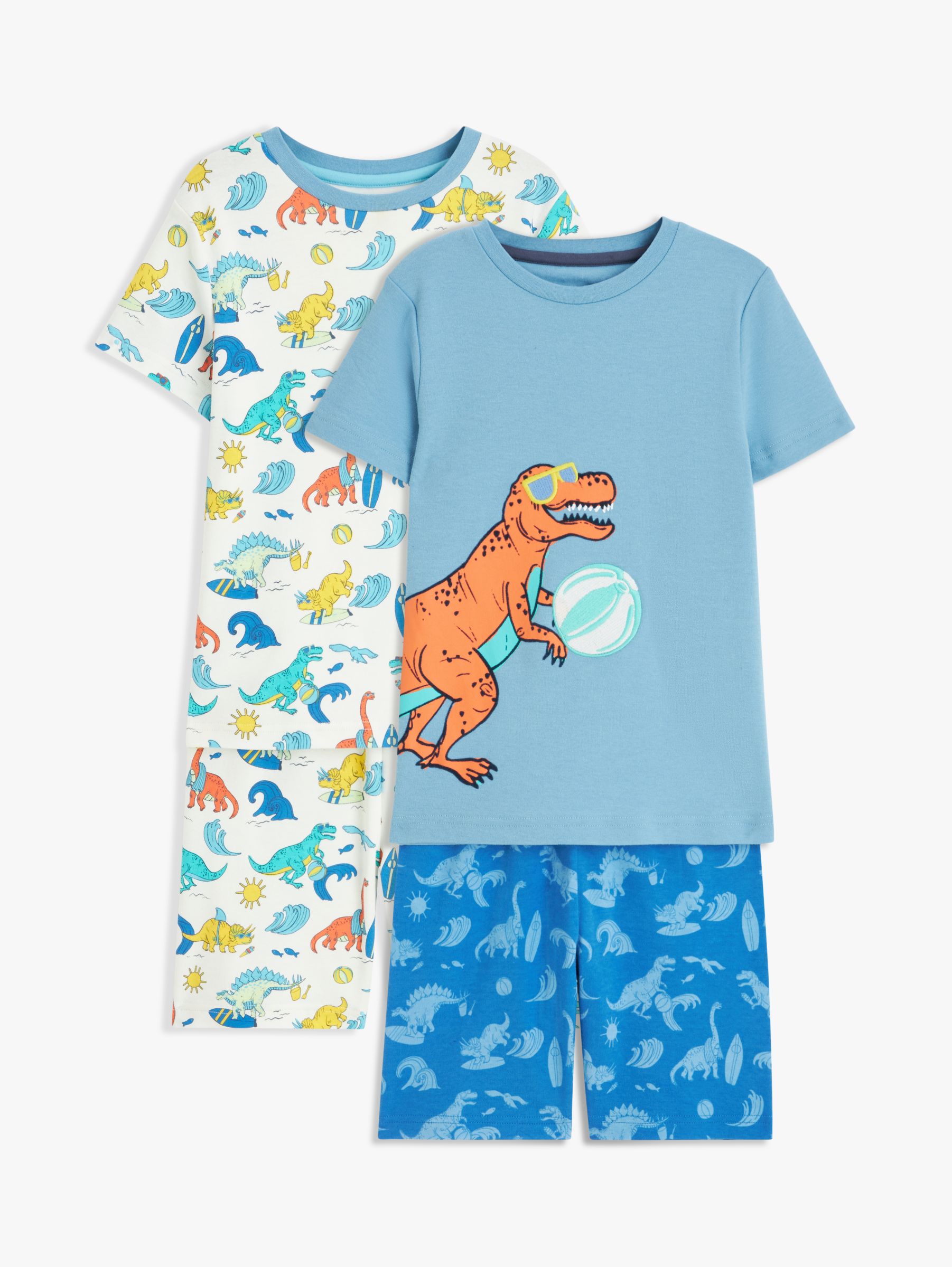 John Lewis Kids' Beach Dinosaur Top & Shorts Pyjama Set, Pack of 2 ...