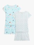 John Lewis Kids' Mermaid Print Pyjamas, Pack of 2, Blue