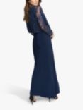 Gina Bacconi Meridith Embroidered Lace Detail Maxi Dress and Jacket, Navy