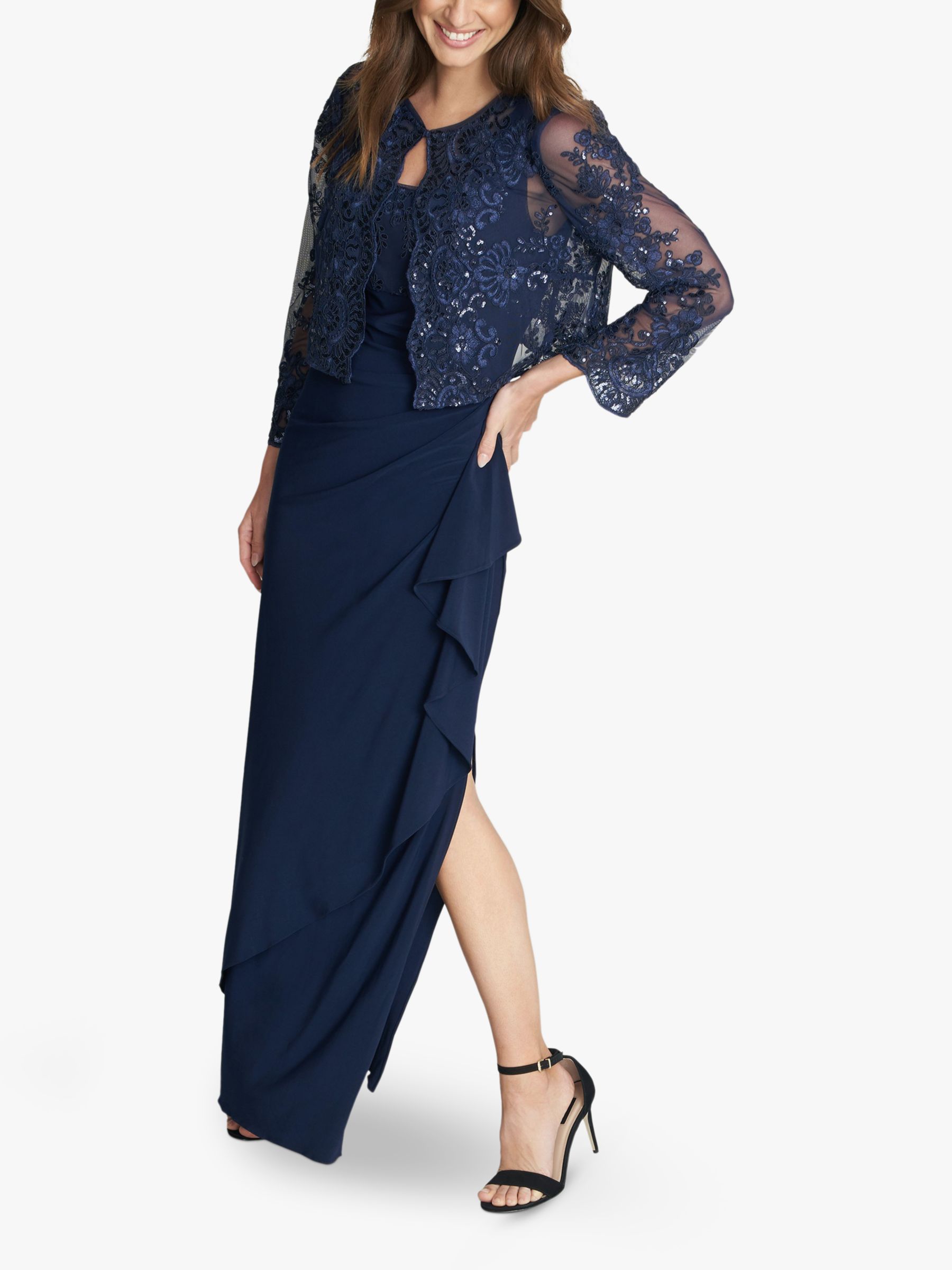 Buy Gina Bacconi Meridith Embroidered Lace Detail Maxi Dress and Jacket, Navy Online at johnlewis.com