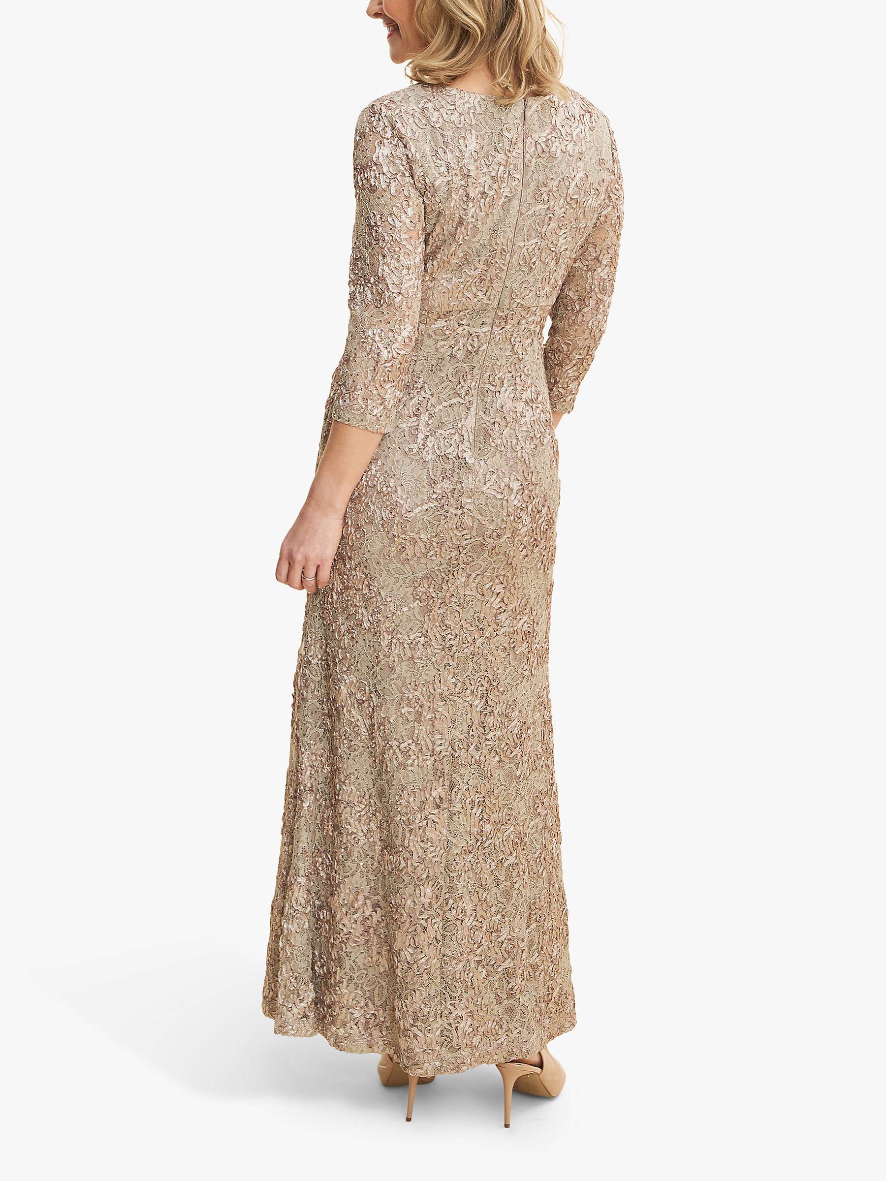 Buy Gina Bacconi Pauline Embroidered Lace Maxi Dress, Antique Gold Online at johnlewis.com