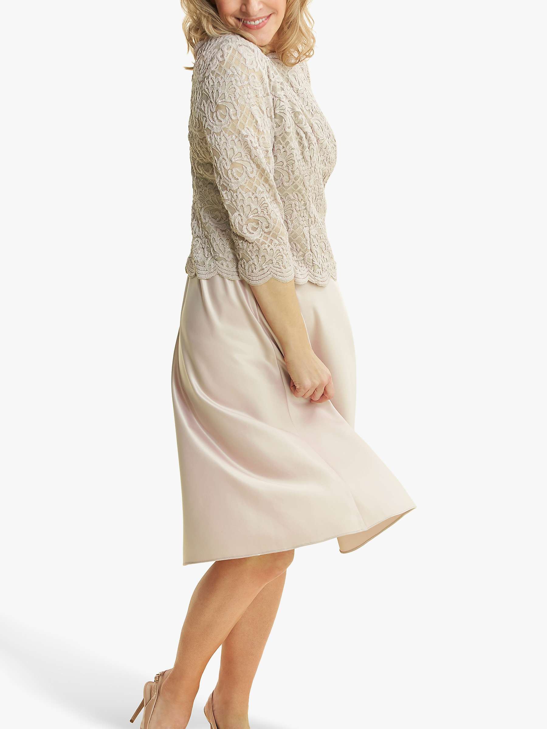 Buy Gina Bacconi Sara Lace Satin Dress, Taupe Online at johnlewis.com