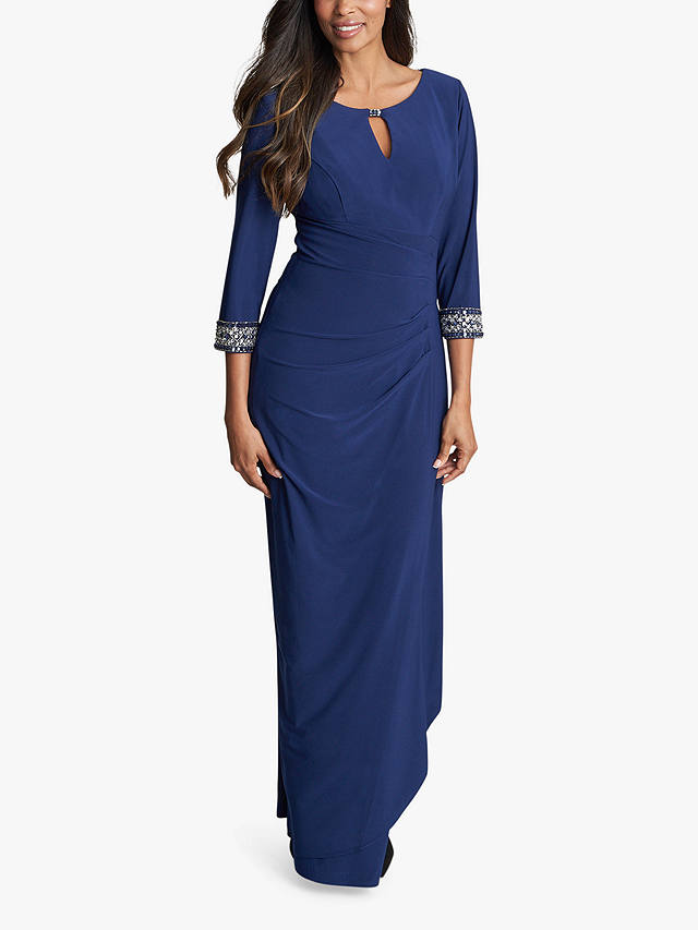 Gina Bacconi Akia Jersey A-Line Maxi Dress, Cosmic Blue