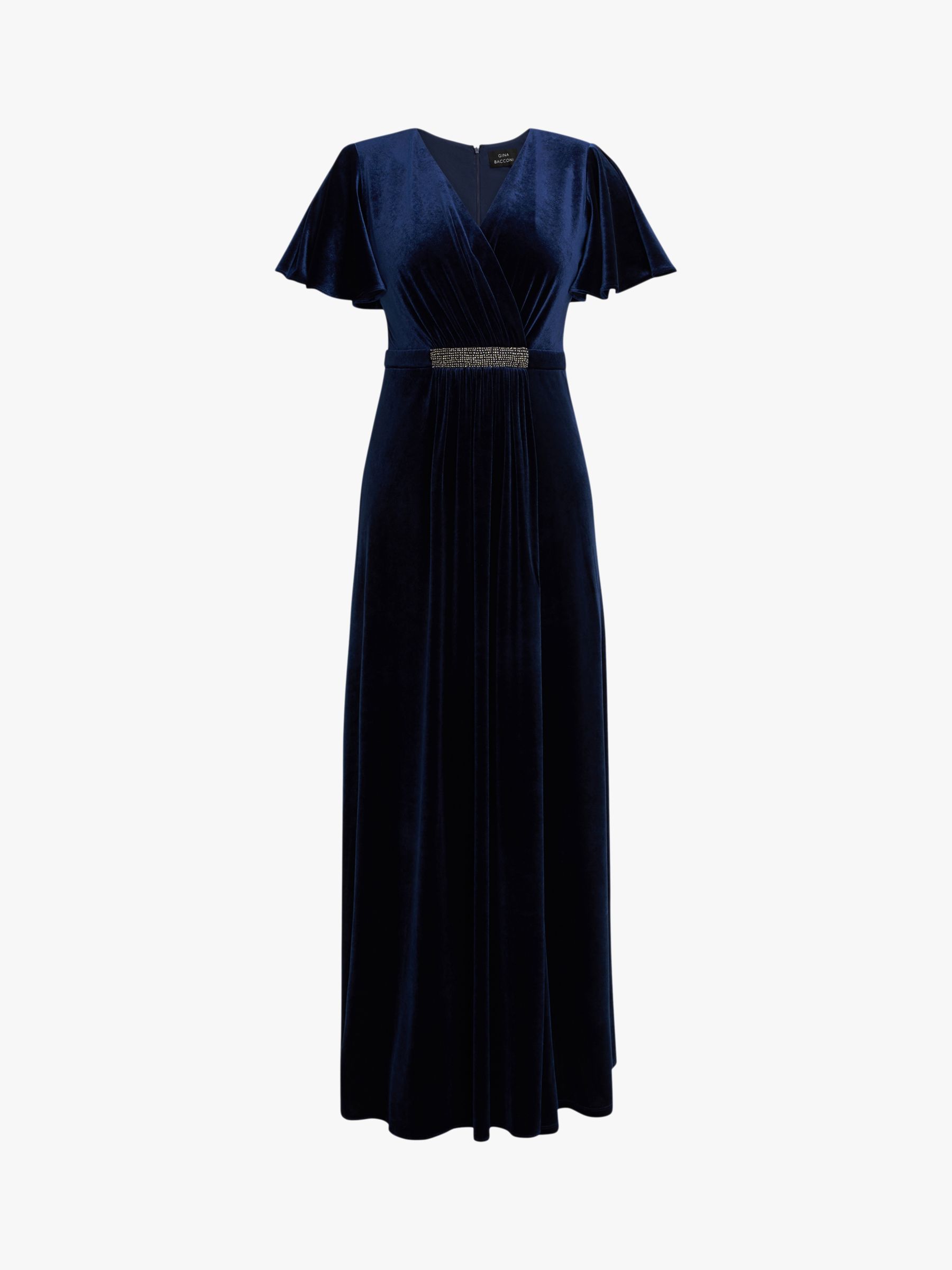Gina Bacconi Glynis Flutter Sleeve Maxi Velvet Dress, Imperial at John ...