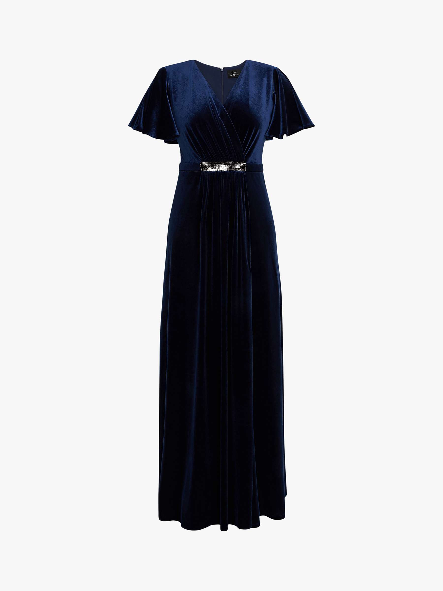Buy Gina Bacconi Glynis Flutter Sleeve Maxi Velvet Dress, Imperial Online at johnlewis.com