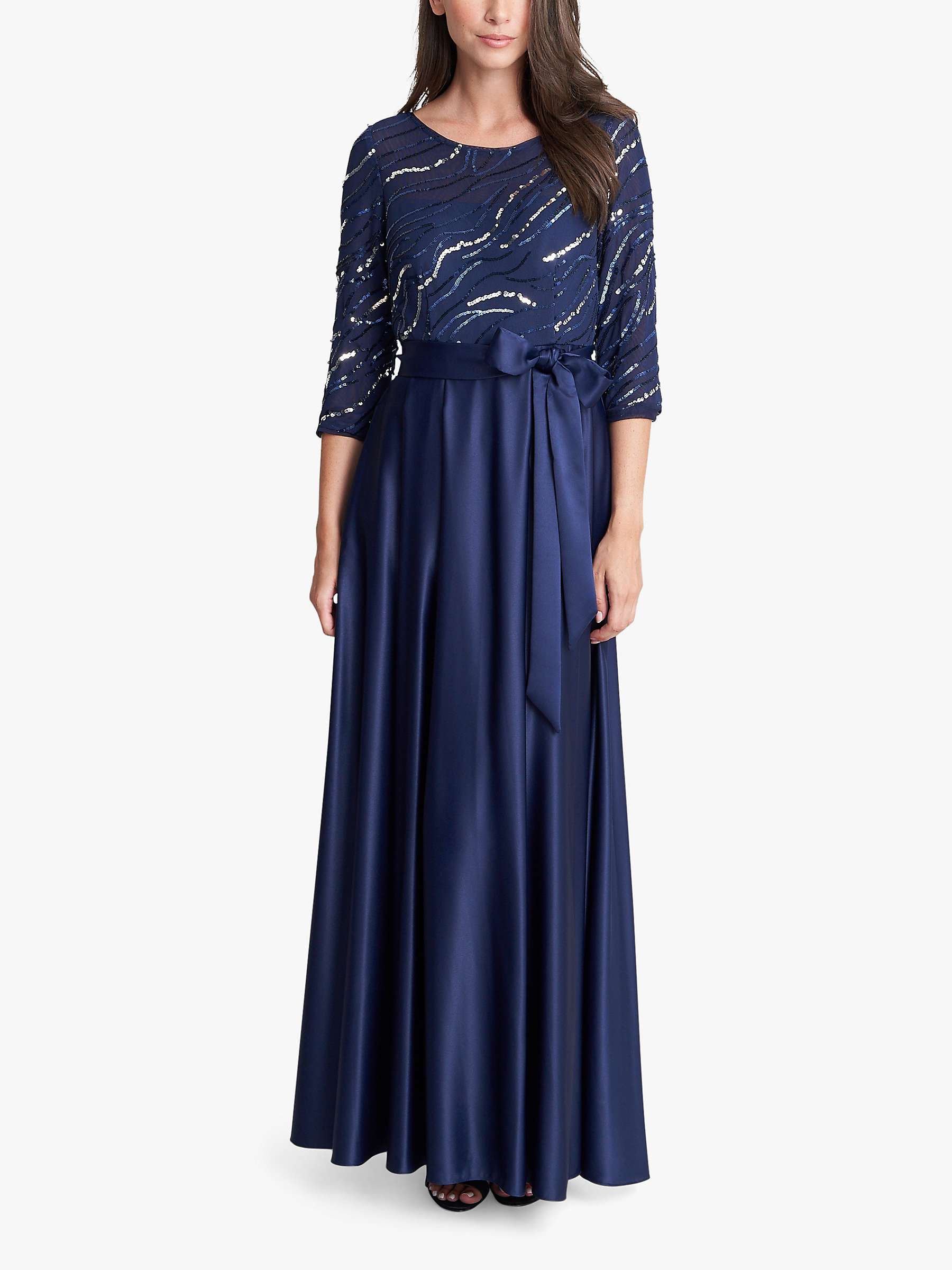Buy Gina Bacconi Freda Satin Sequin Maxi Dress, Navy Online at johnlewis.com