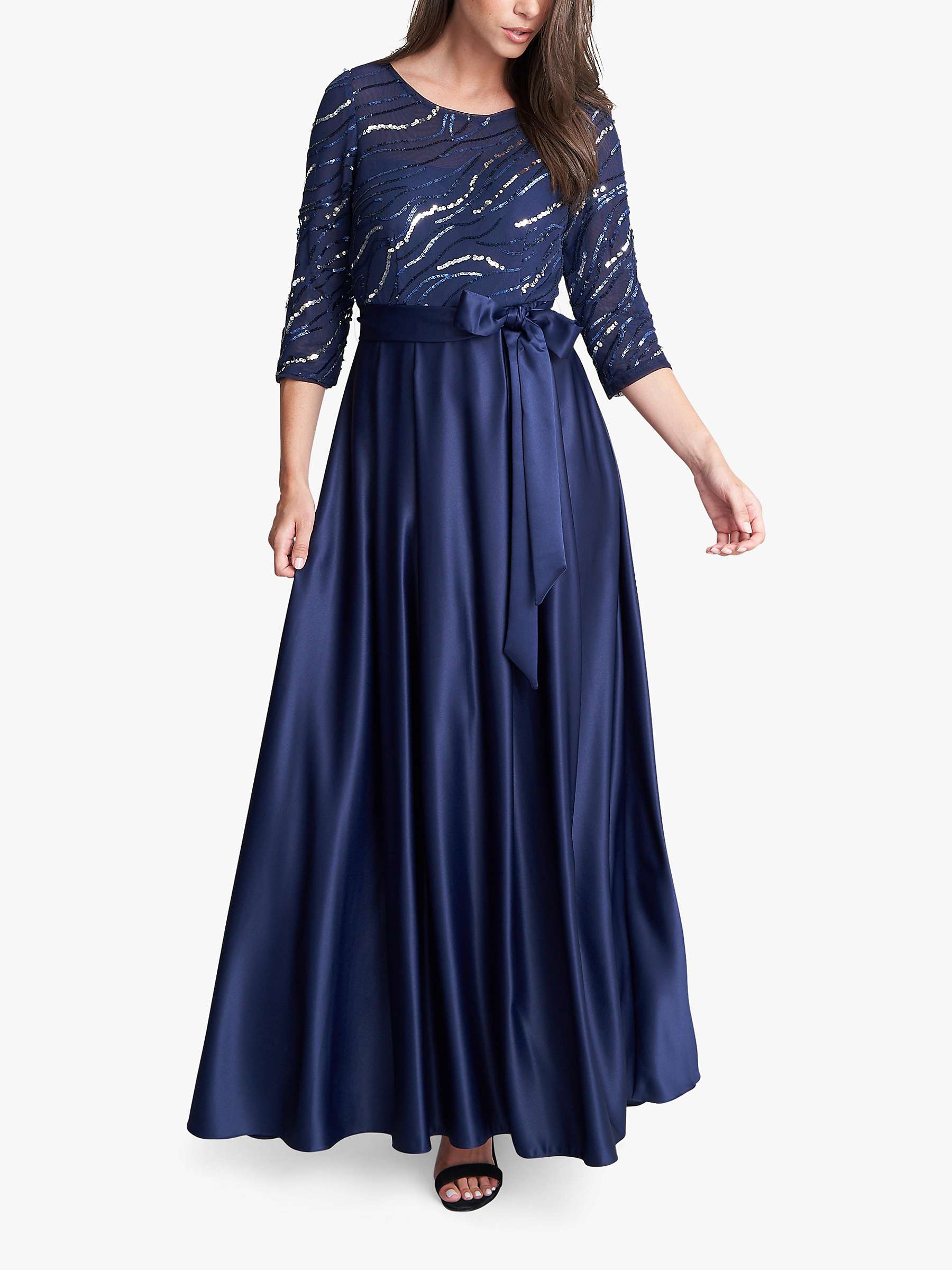 Buy Gina Bacconi Freda Satin Sequin Maxi Dress, Navy Online at johnlewis.com