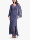 Gina Bacconi Estefany V-Neck Cape Maxi Dress, Violet