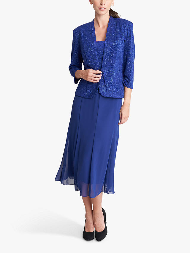 Gina Bacconi Tillie Glitter Knit Tank Midi Dress, Electric Blue