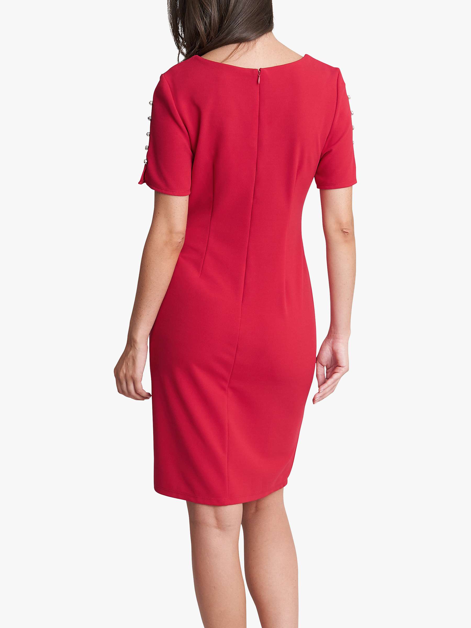 Buy Gina Bacconi Reid Embellished Sleeve Stretch Crepe Dress, Red Online at johnlewis.com