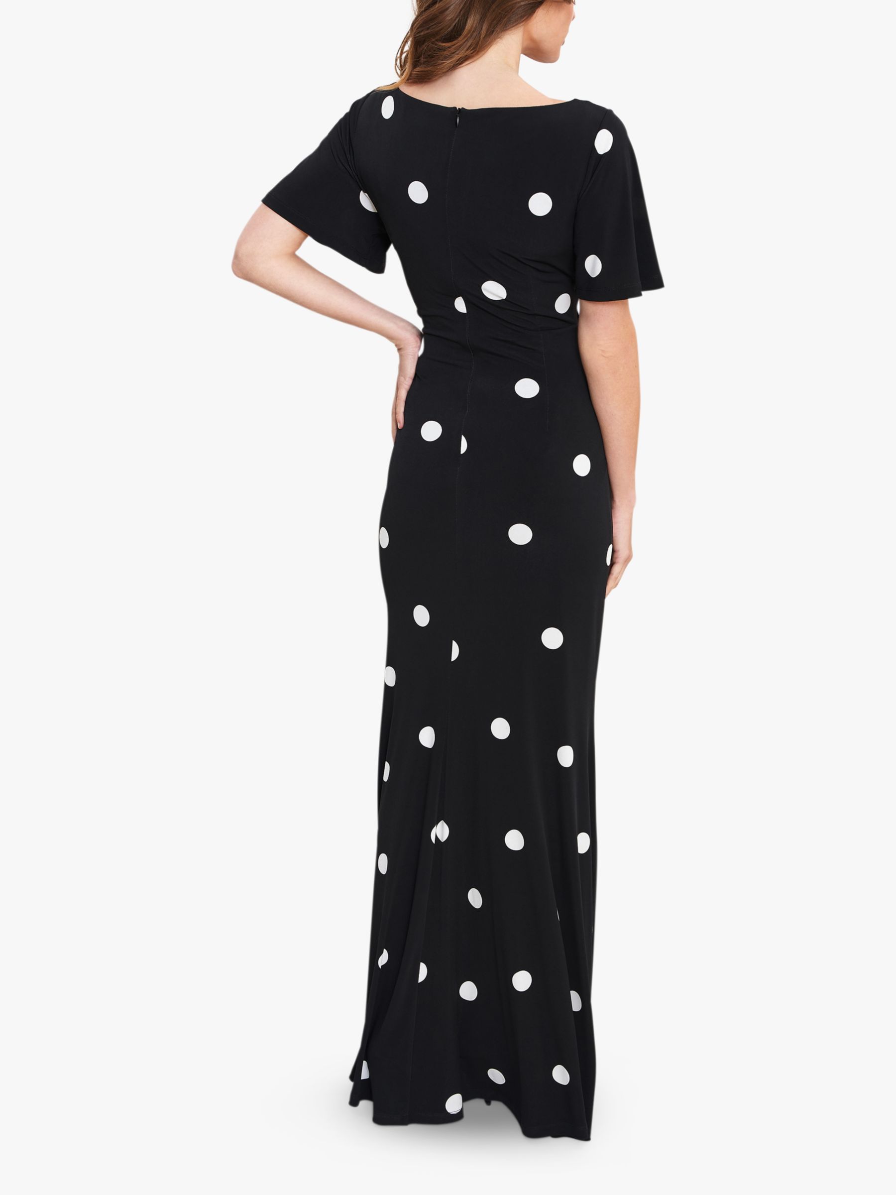 Gina Bacconi Aleece Spaced Spot Jersey Maxi Dress, Black/White, 8