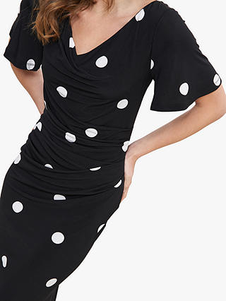 Gina Bacconi Aleece Spaced Spot Jersey Maxi Dress, Black/White