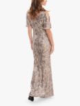 Gina Bacconi Jeselle Sequin Embellished V-Neck Maxi Dress, Mink