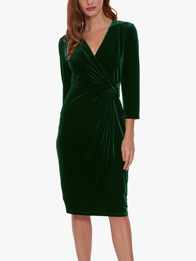 Gina Bacconi Alexxia Velvet Wrap Dress, Green
