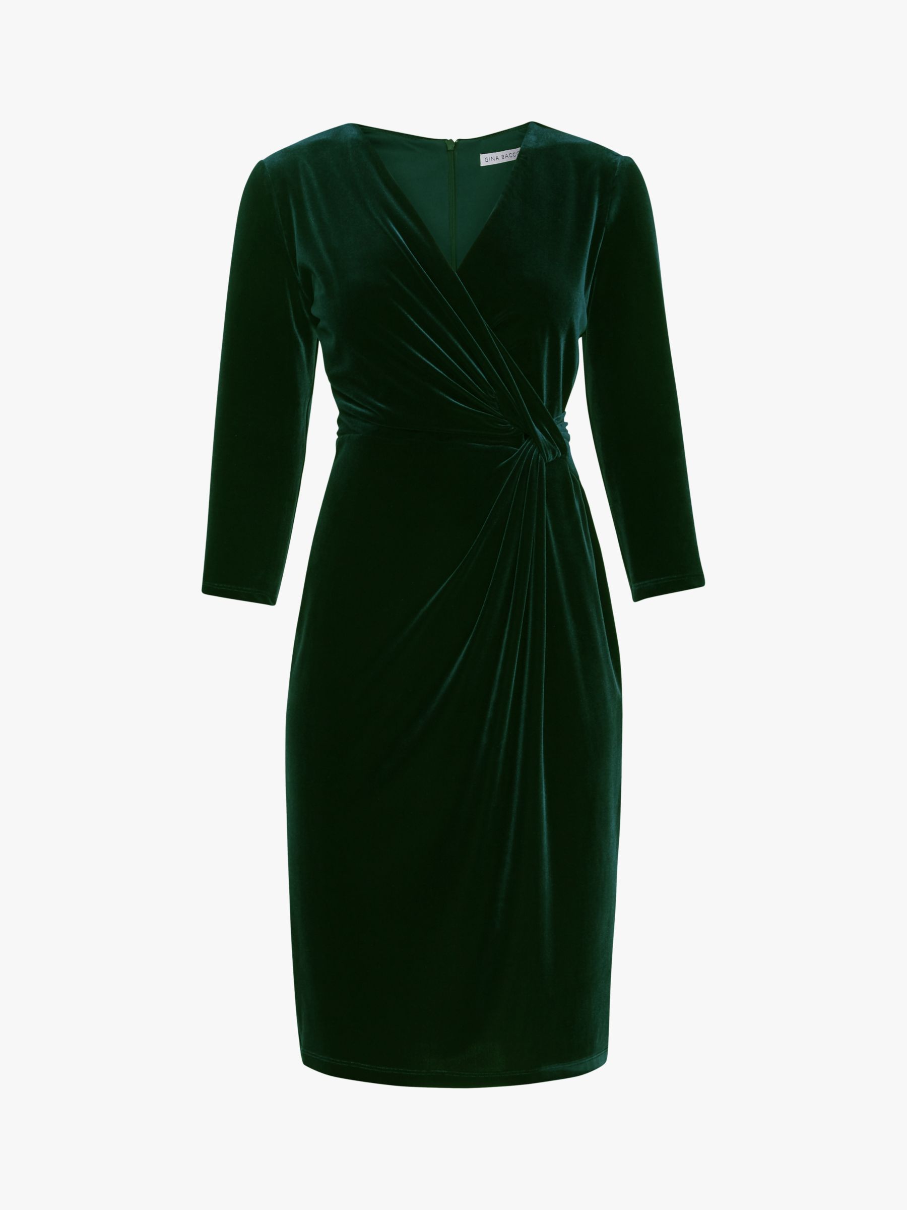 Gina Bacconi Alexxia Velvet Wrap Dress, Green at John Lewis & Partners