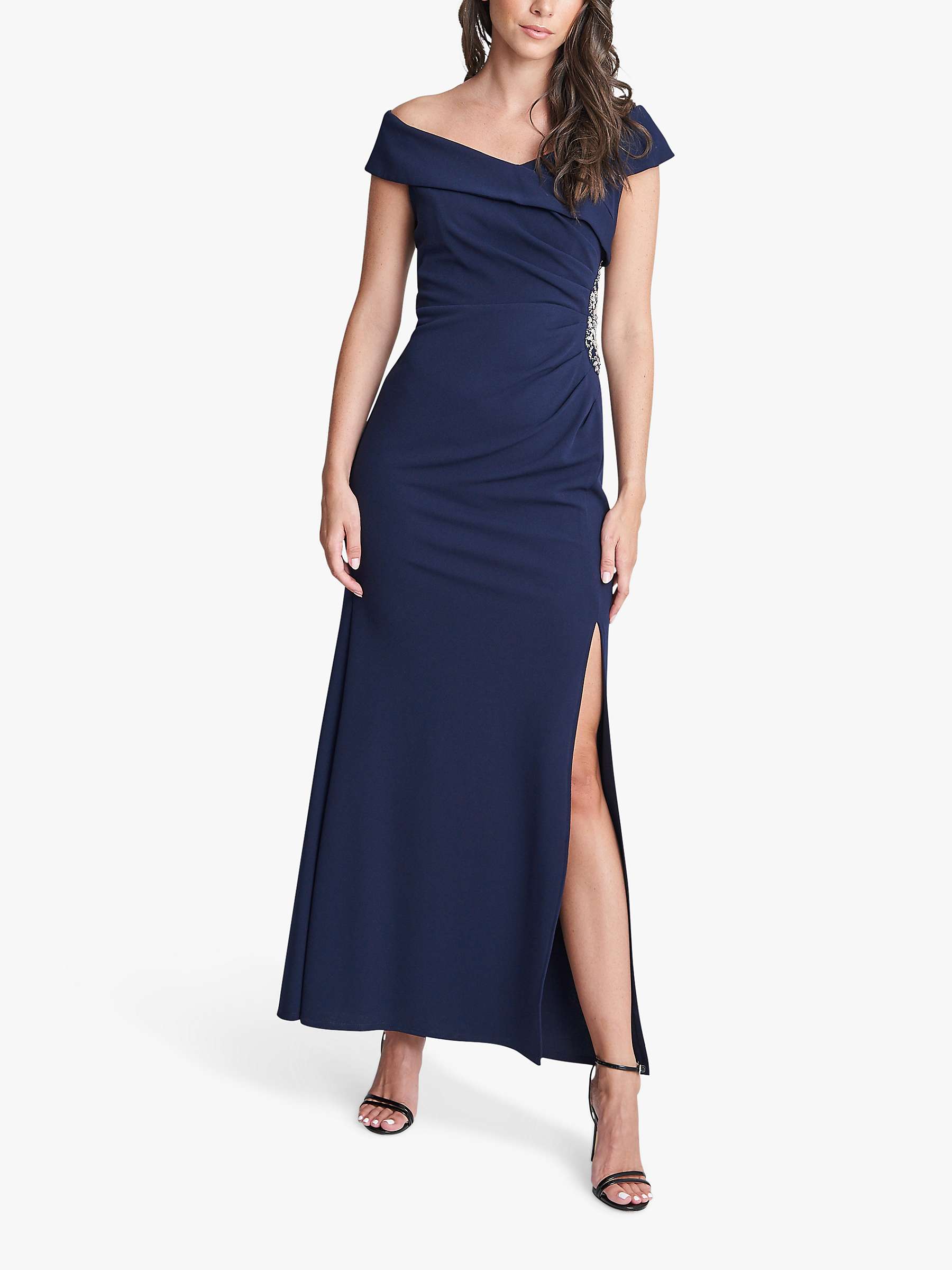Buy Gina Bacconi Suzanne Portrait Maxi Dress, Navy Online at johnlewis.com