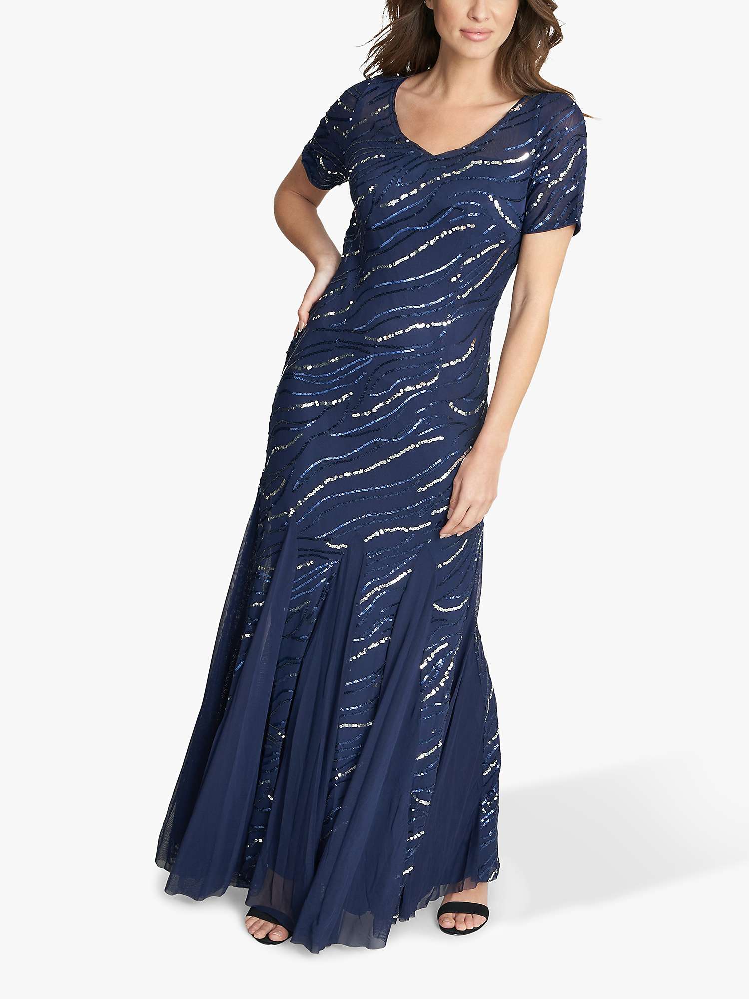 Buy Gina Bacconi Maybelle Sequin Embellished Maxi Dress, Navy Online at johnlewis.com