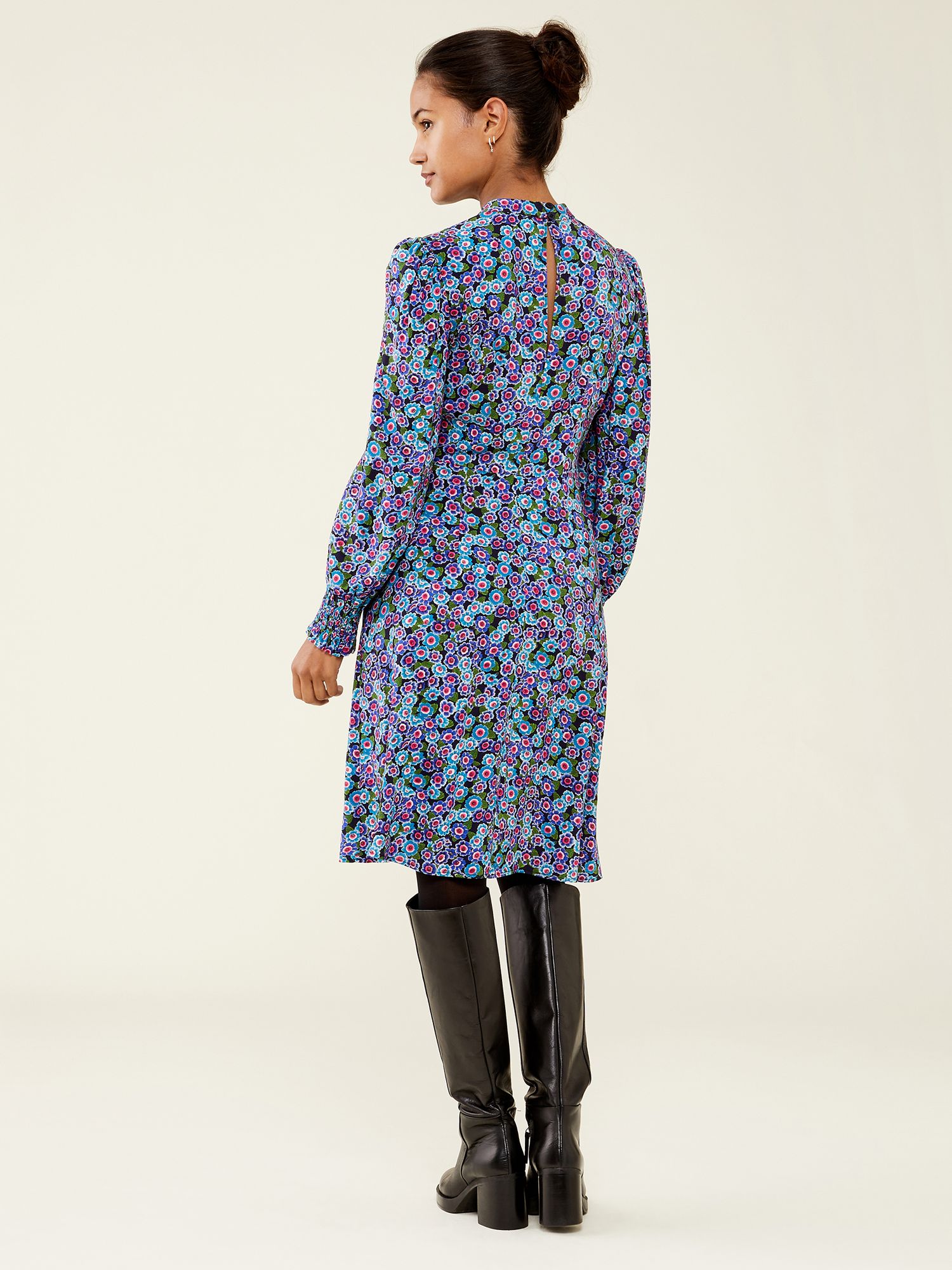 Finery Lyral Floral Print Dress, Blue Daisies at John Lewis & Partners