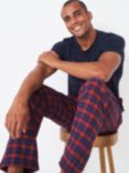 Crew Clothing Checked Lounge Trousers, Red Wine