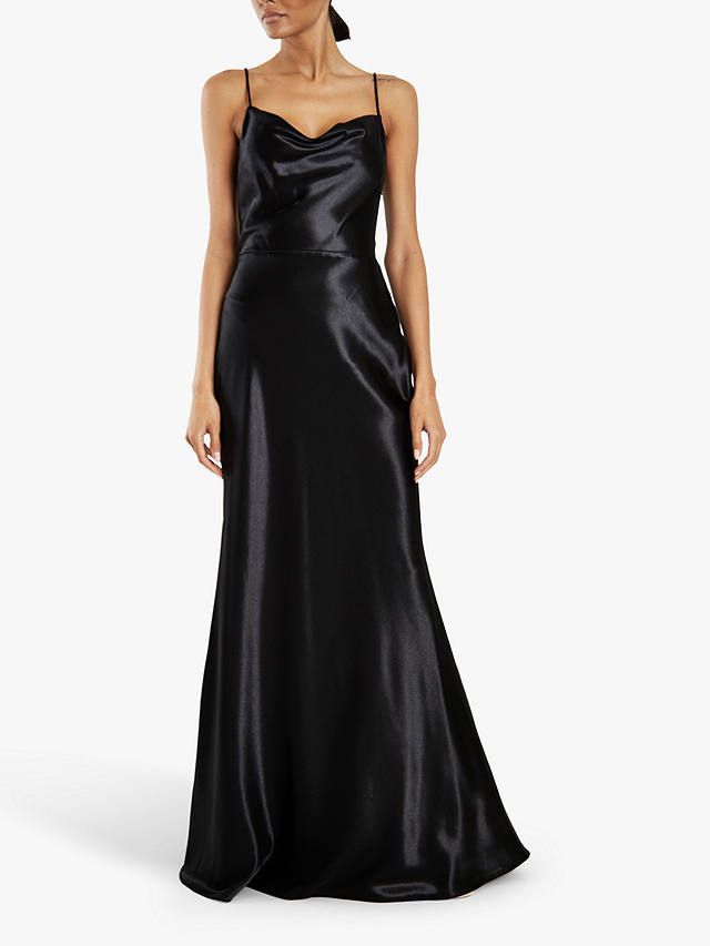 True Decadence Satin Cowl Neck Slip Dress, Black at John Lewis & Partners