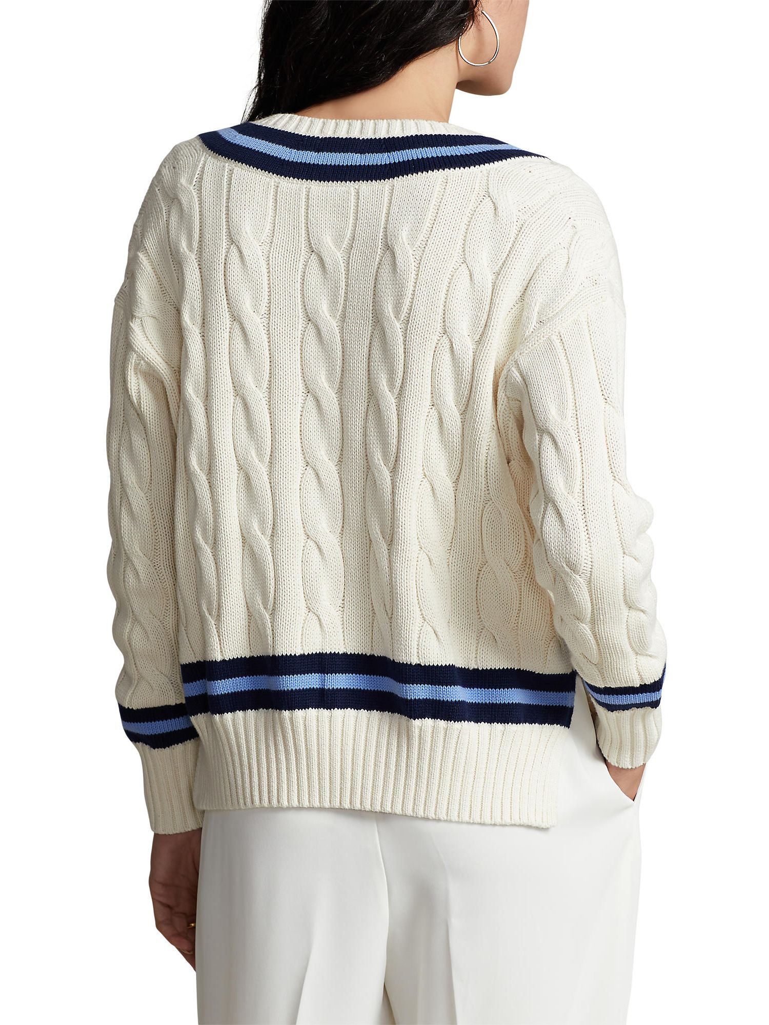 Buy Ralph Lauren Cricket Knit Stripe Jumper, Cream/Navy Online at johnlewis.com