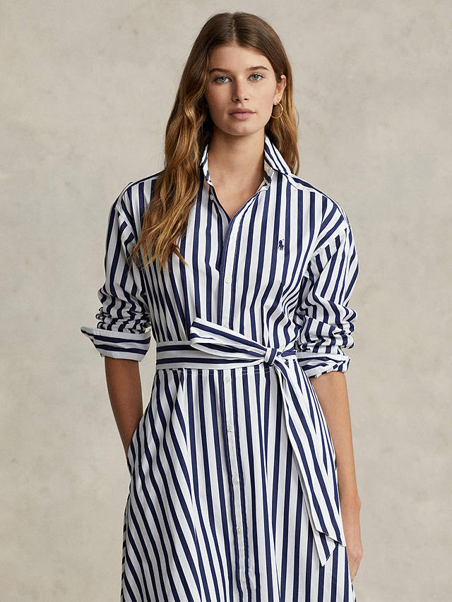 Polo Ralph Lauren Stripe Pony Shirt Dress, Navy/White