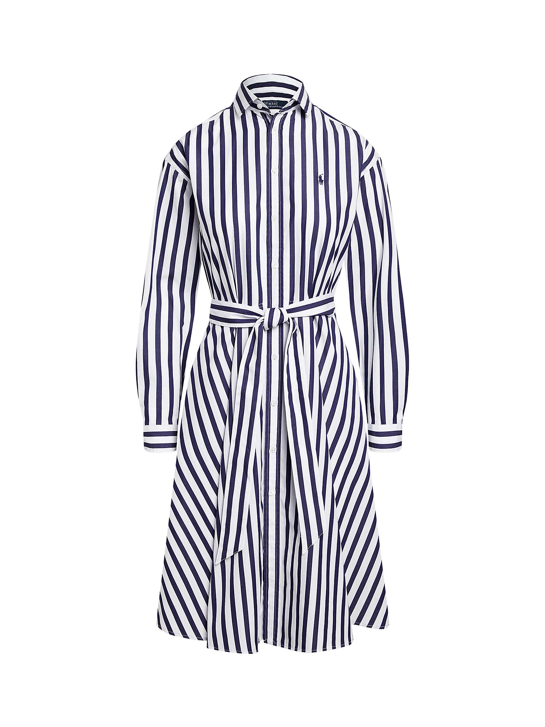 Buy Polo Ralph Lauren Stripe Pony Shirt Dress, Navy/White Online at johnlewis.com