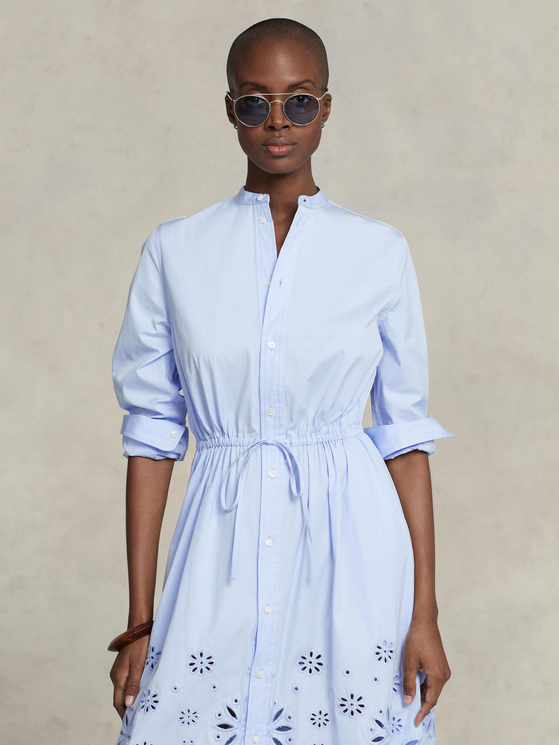 Polo Ralph Lauren Jessica Cotton Shirt Dress, Light Blue at John Lewis &  Partners