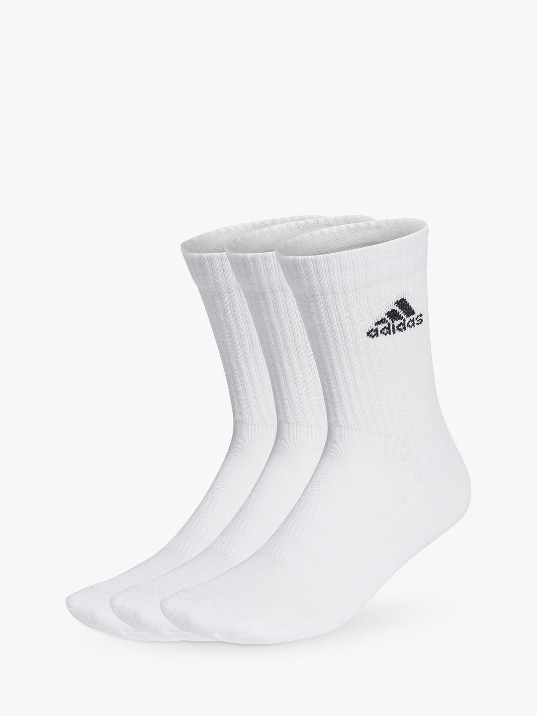 adidas Cushioned Crew Socks, Pack of 3, White/Black
