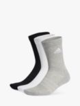 adidas Cushioned Crew Socks, Pack of 3, Medium Grey Heather/Black/White