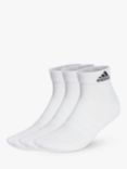 adidas Cushioned Ankle Socks, Pack of 3, White/Black