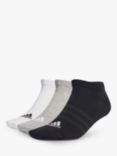 adidas Thin and Light Low-Cut Socks, Pack of 3, Medium Grey Heather/Black/White