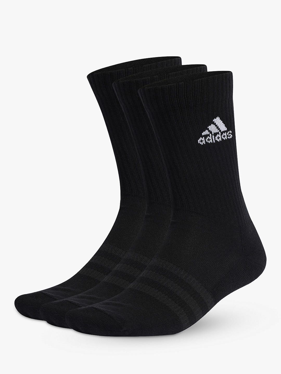 adidas Cushioned Crew Socks, Pack of 3, Black/White at John Lewis ...