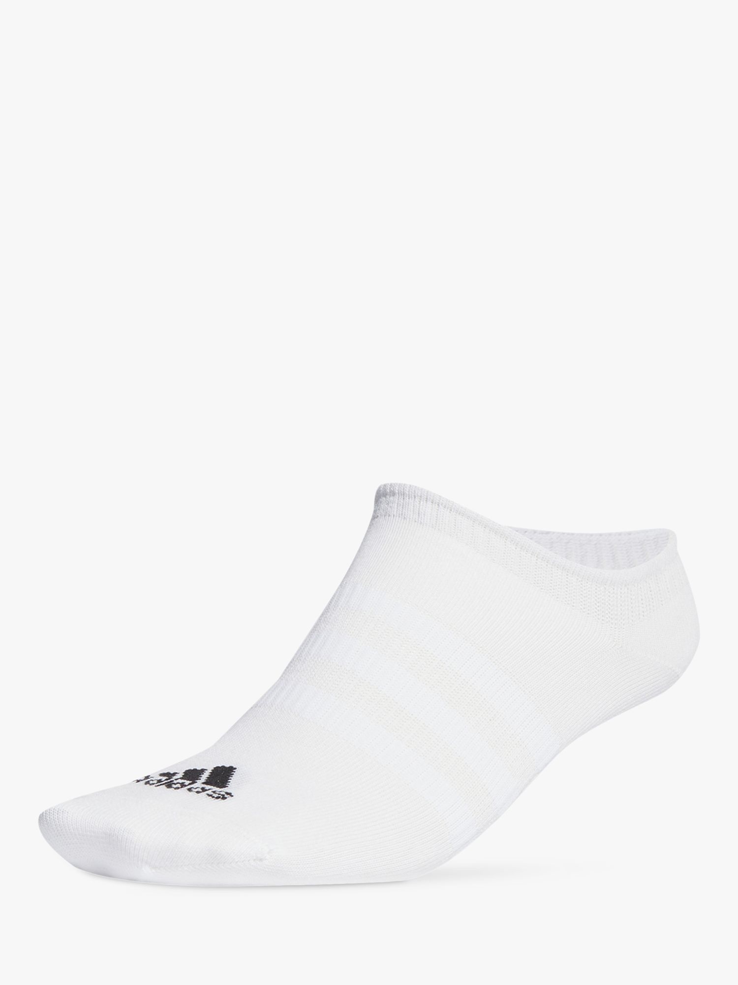 adidas Thin and Light No-Show Socks, Pack of 3, White/Black at John ...