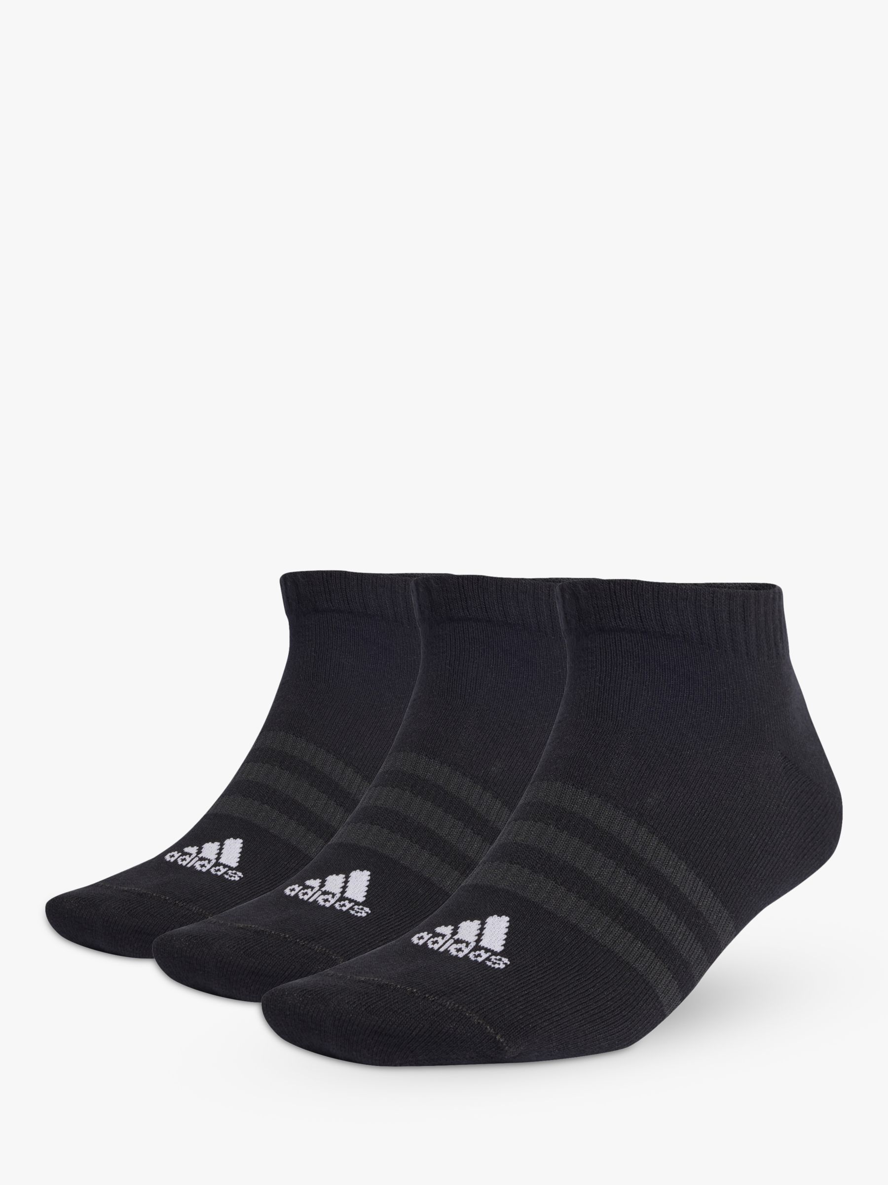 adidas Thin and Light Low-Cut Socks, Pack of 3, Black/White at John Lewis &  Partners
