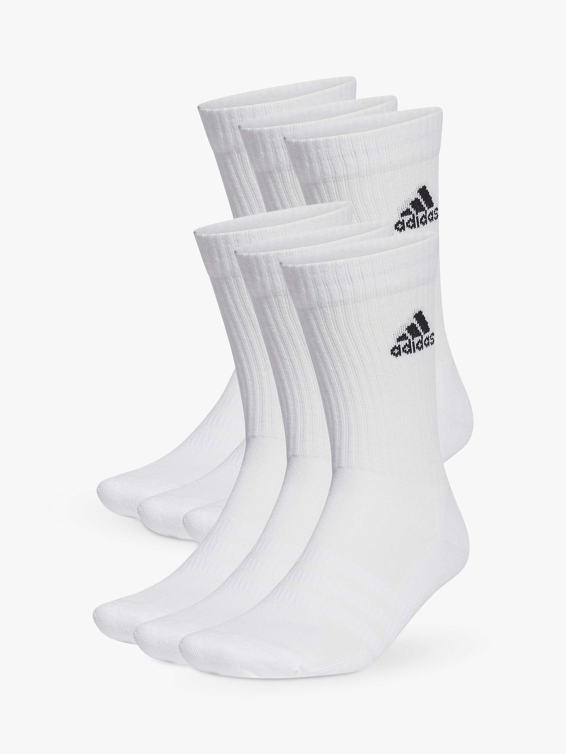 Buy adidas Cushioned Crew Socks, Pack of 6, White/Black Online at johnlewis.com