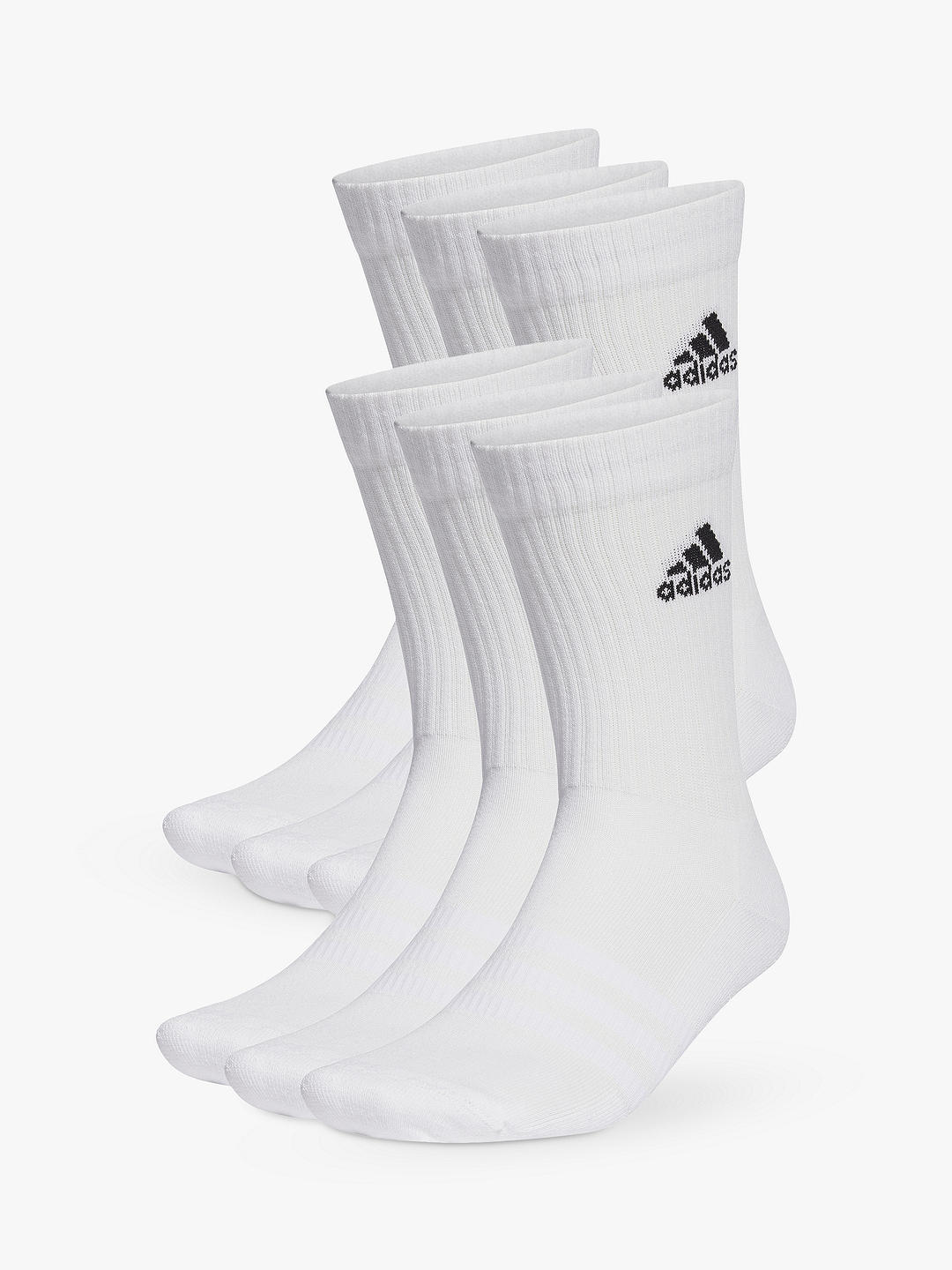 adidas Cushioned Crew Socks, Pack of 6, White/Black