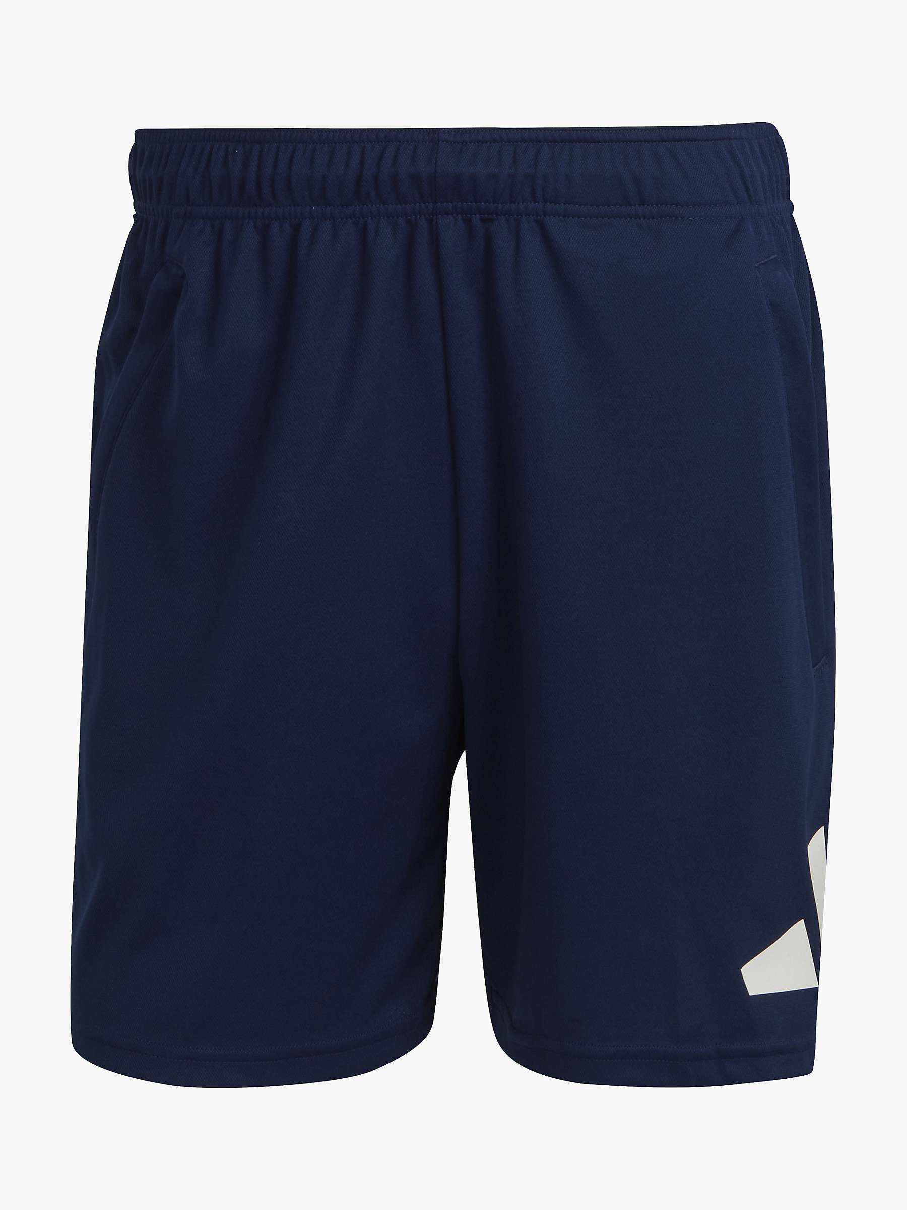 adidas AEROREADY Train Essentials Logo Gym Shorts, Dark Blue/White at ...