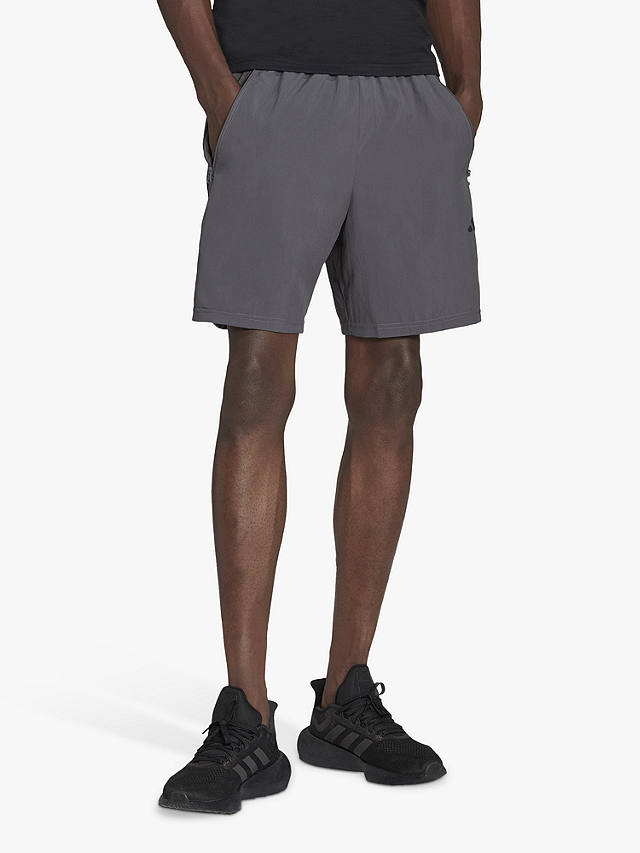 adidas Train Essentials Woven Recycled Gym Shorts, Grey Five/Black