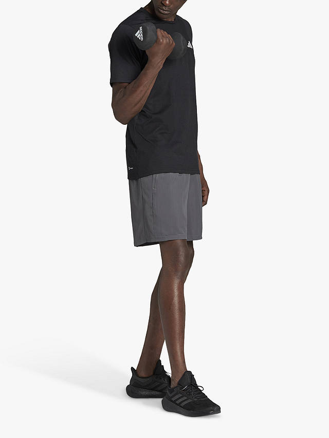 adidas Train Essentials Woven Recycled Gym Shorts, Grey Five/Black