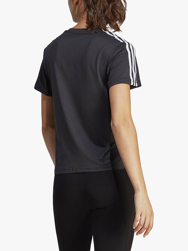 adidas Train Essentials 3-Stripes Recycled Gym Top, Black/White