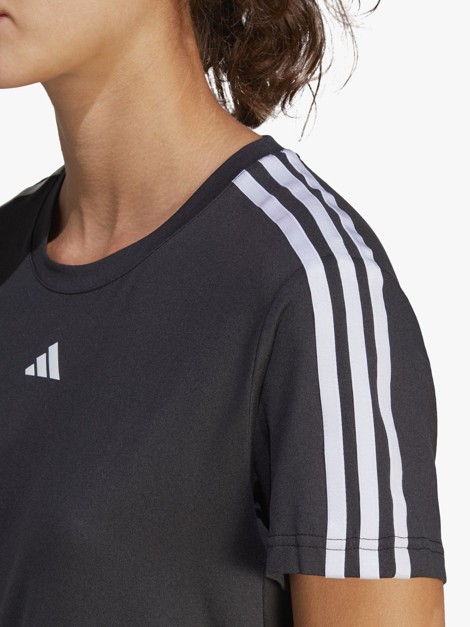adidas Train Essentials 3-Stripes Recycled Gym Top, Black/White, XS