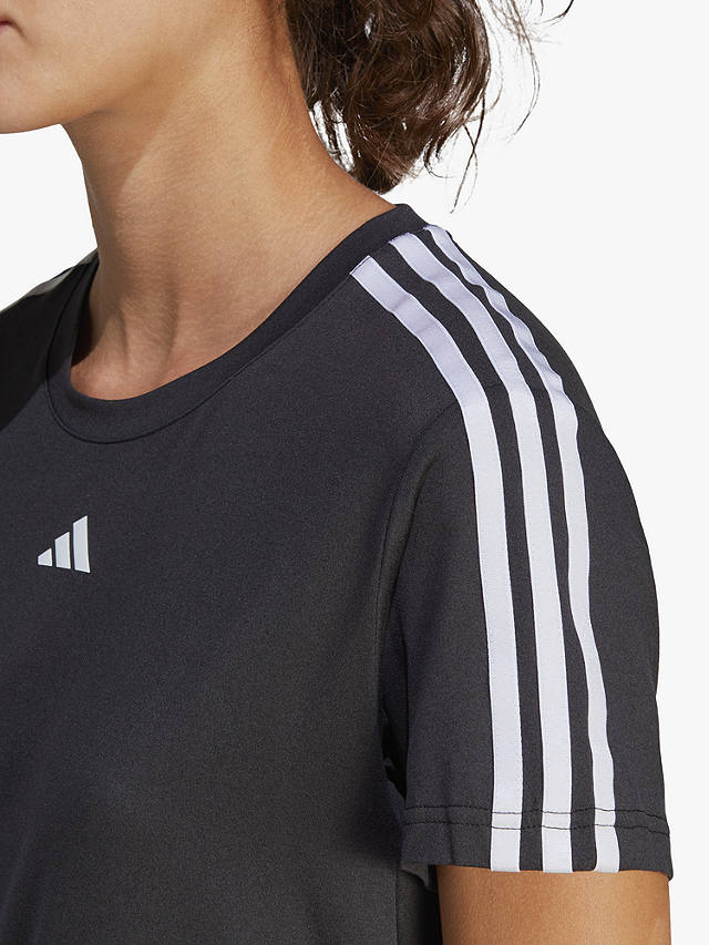 adidas Train Essentials 3-Stripes Recycled Gym Top, Black/White